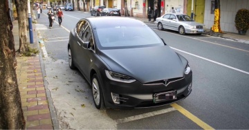 特斯拉 Model X改色哑面电镀金属黑