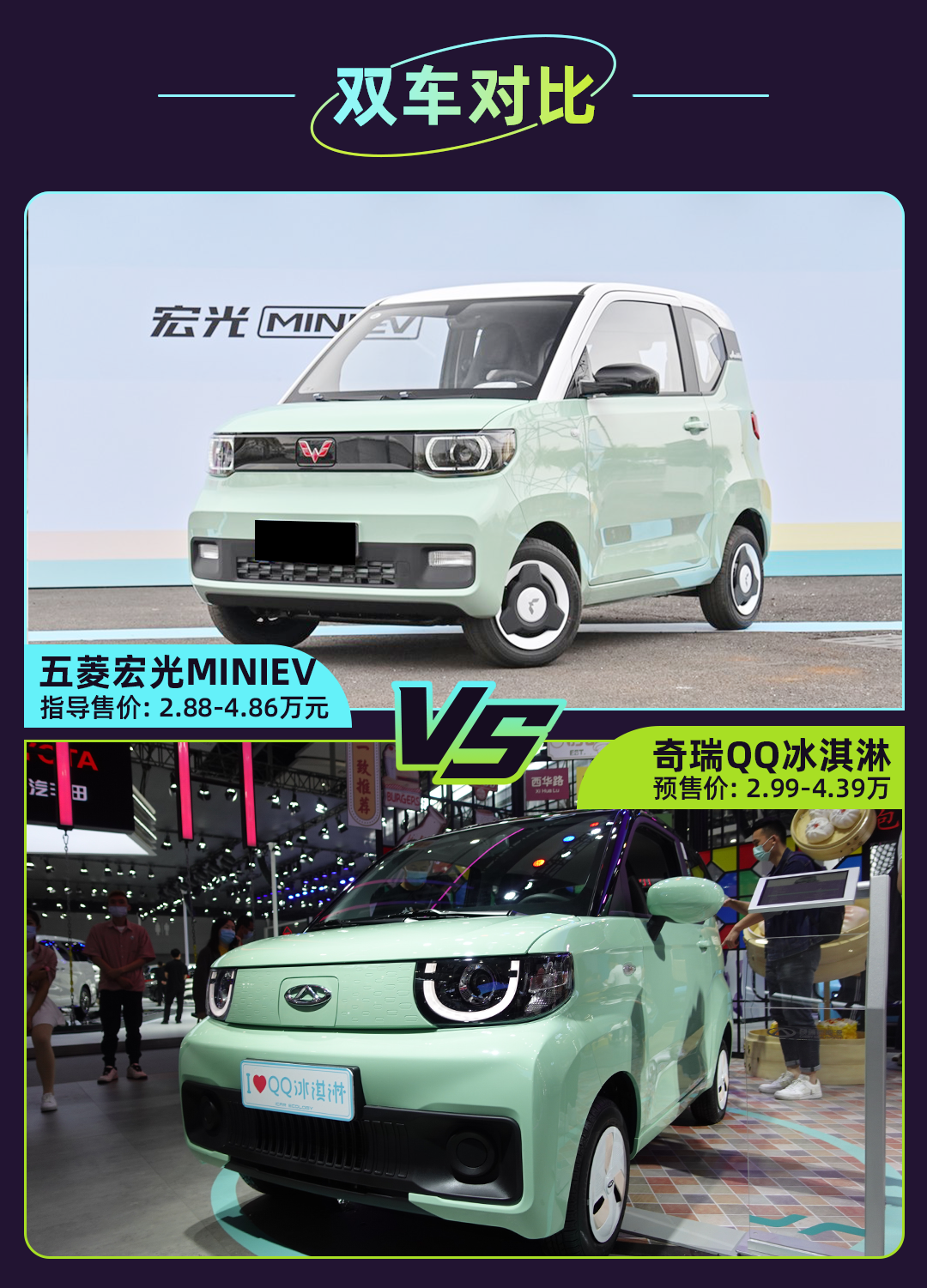 微型电动车也内卷?五菱宏光MINIEV VS 奇瑞QQ冰淇淋