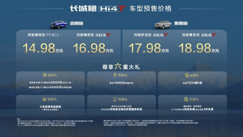 真新能源皮卡来了 14.98万元起 长城炮Hi4-T重磅预售